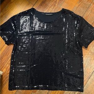 Elegant Black Sequin Top